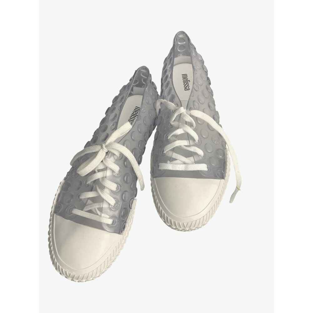 Melissa Womens NEW Bubble Lace-Up Jelly Sneakers Clear & White Lightweight 8
